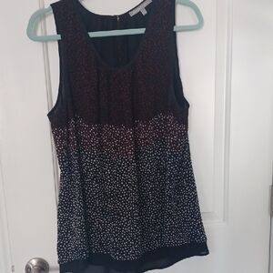 Daniel Rainn Black and Burgundy Dotted Sleeveless Top.